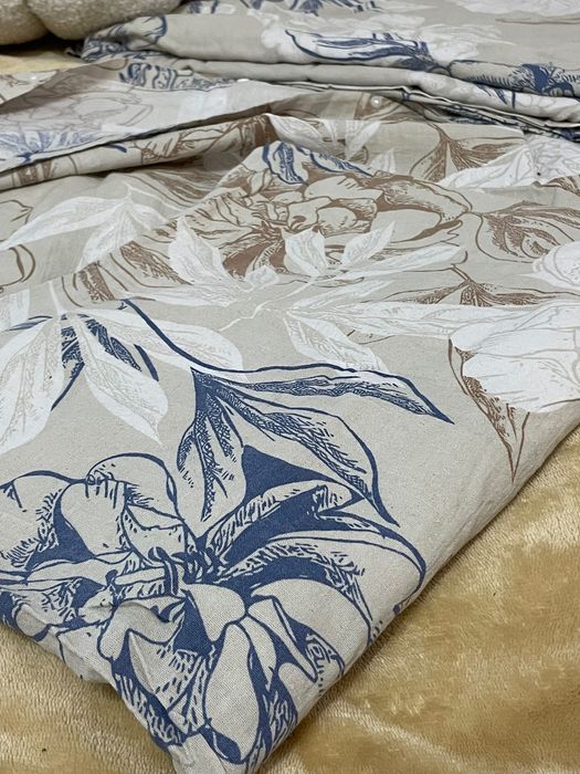 Памучен спален комплект от три части 200 х 220 две калъфки и плик