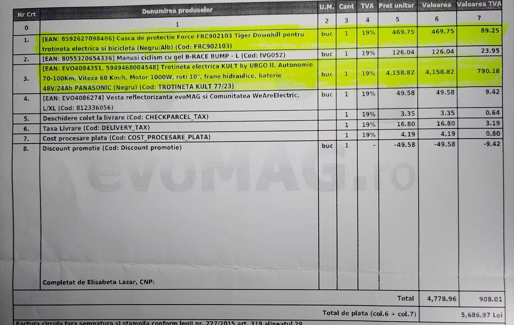 Trotineta electrica KULT max 60km/h-Stare Bună