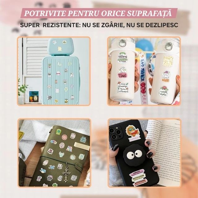 Set 50 stickere waterproof. Pentru sticle, laptop, telefon, bagaj etc