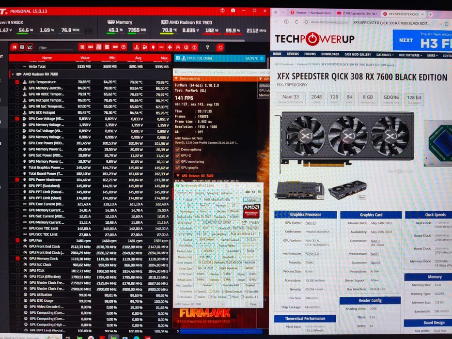 Видеокарта XFX Speedster QICK 308 Radeon RX 7600 8GB Black Edition