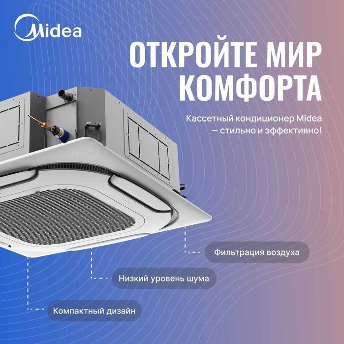 Кассетный кондиционер потолочный Midea GIFU 12 для 40м2, в наличии!