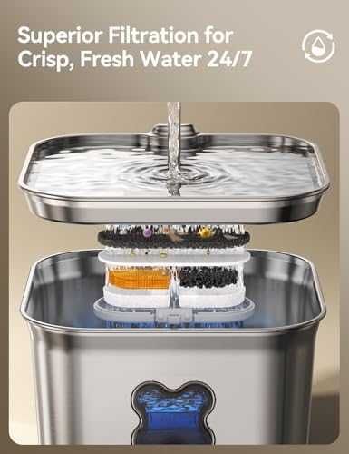 Нов Котешки фонтан 2.8L от неръждаема стомана с тиха помпа за вода котка