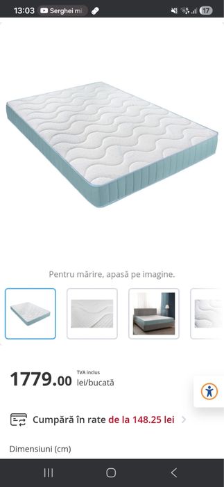 Saltea Bedora Pocket Ice Touch Cocos 160 x 200