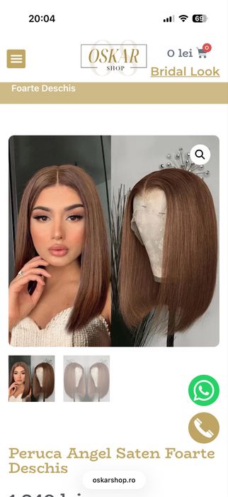 Peruca Angel Oskar păr natural saten ciocolatiu (mocha mousse)