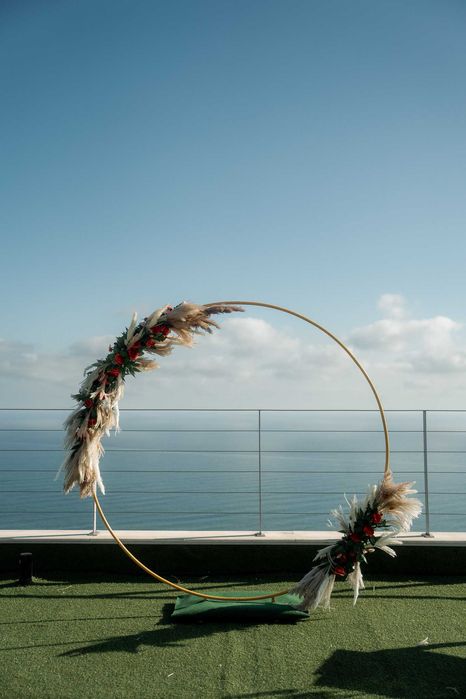 Украса за сватба - пампаска трева - тъмно зелено и оранжево