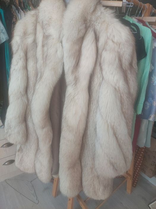 Haină din blană naturală crem/bej – elegantă
