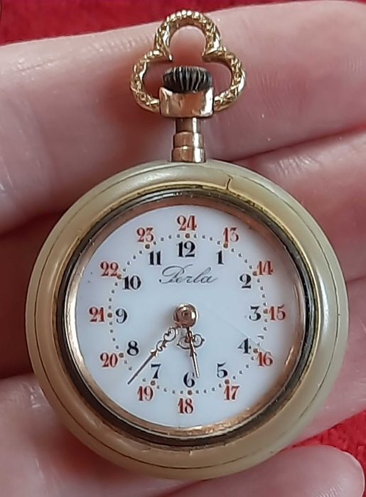 Vintage Swiss Open Face Mother of  Pearl pocket watch 1900