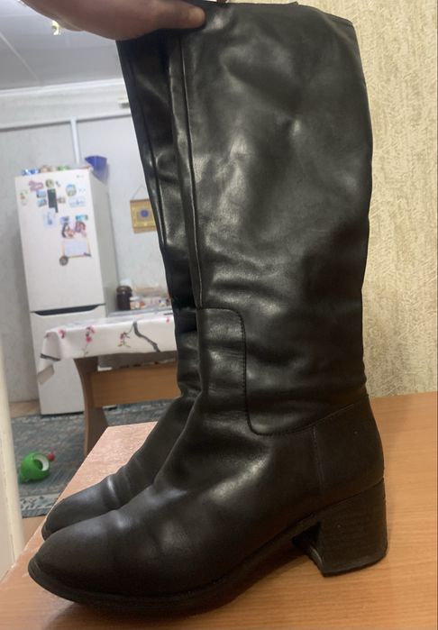 Кожаные зимние сапоги