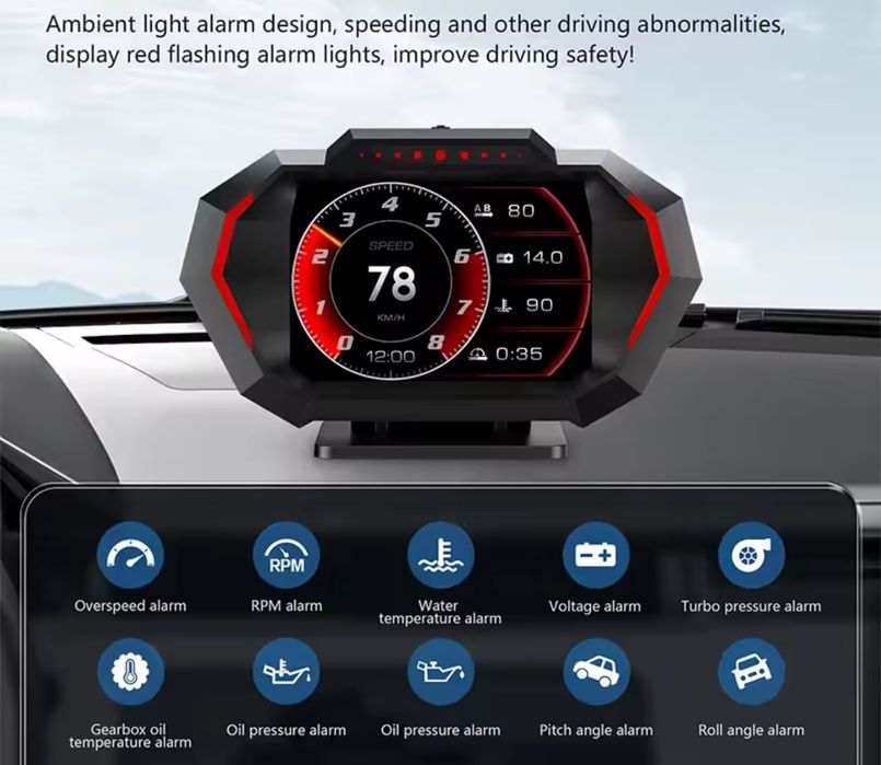 Дисплей за кола борд компютър OBD 2 HUD GPS