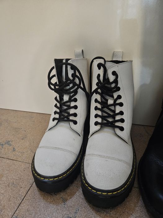 Бели боти естествена кожа