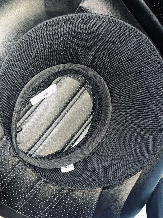 миумиу миу miumiu miu  черна козирка шапка капела плетена нова с етике