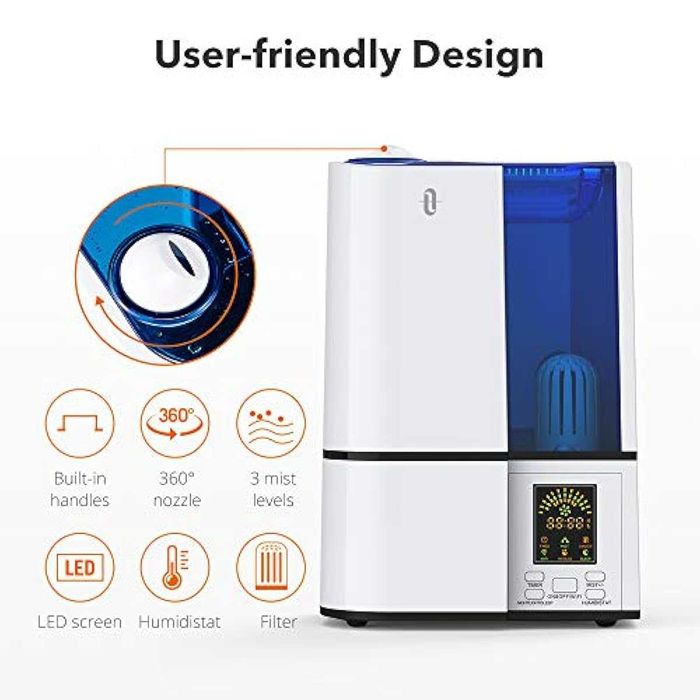 Oвлажнители за голяма спалня, 4 л тиха работа, LED дисплей с хигростат