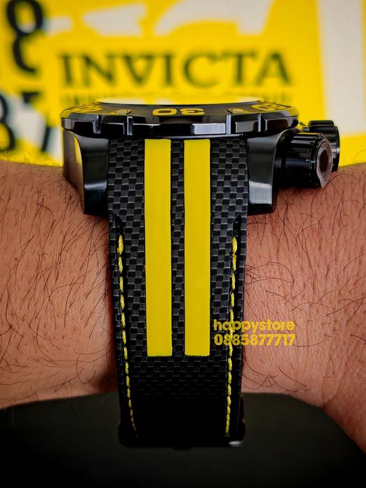 INVICTA Carbon Black/Yellow 52 mm, Инвикта нов ръчен часовник
