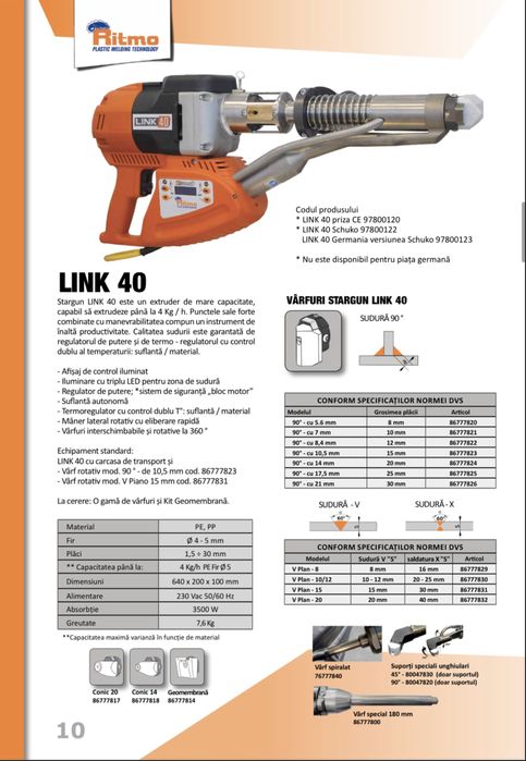 Extruder manual pentru termosudare plastic Ritmo Stargun Link 40 nou