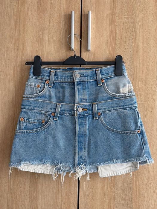 Дизайнерска дънкова мини пола