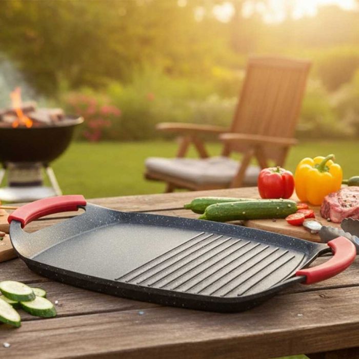 Грил плоча – 47 см с незалепващо покритие и двойна повърхност