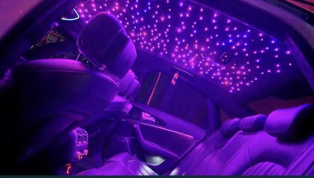 Retapitare plafon auto textil/alcantara negru/gri/bej + lumini plafon