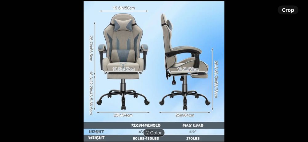 Геймърски стол, ергономичен с поставка за крака
