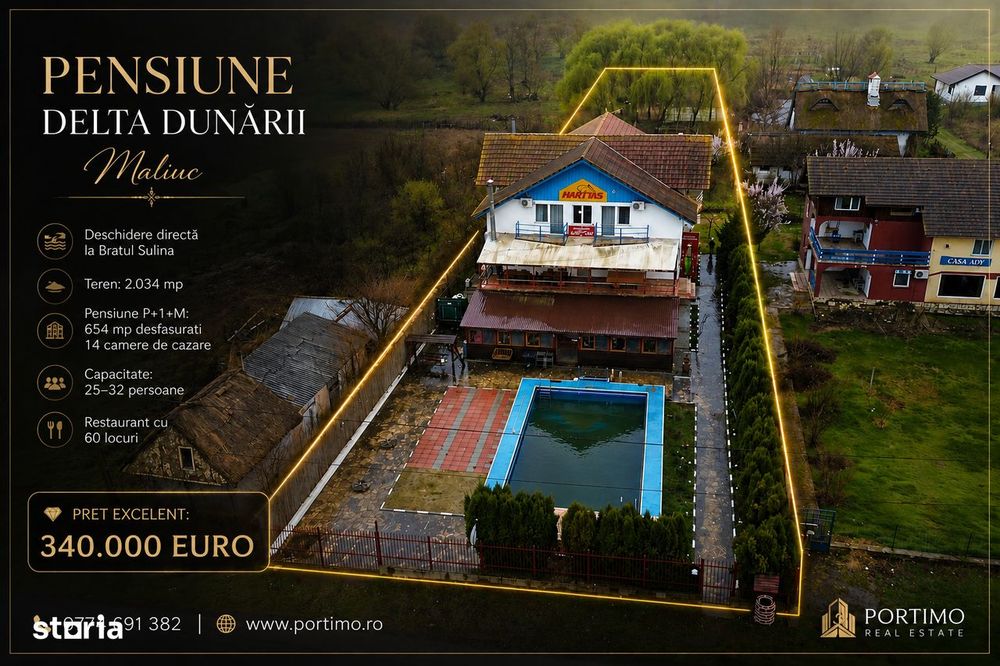 Pensiune Delta Dunarii P+1+M ~ Maliuc ~ Vultura ~ Sulina+2035 mp TEREN