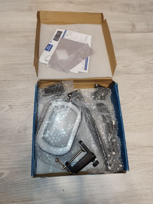 Lampă Cu Lupă 10X DrDefi ME602, Sticlă, Clemă Și Adaptor USB, Neagră