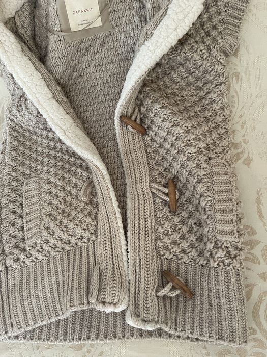 Vesta lana Zara knit cu blana