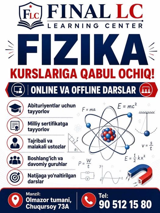online kurslarimizga qabul boshlandi 12 yillik tajriba bilan!