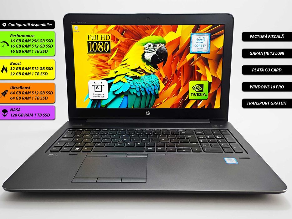 Laptop HP ZBOOK 15 G3 i7 16 gb 256 SSD Gaming Nvidia Garantie 12 luni