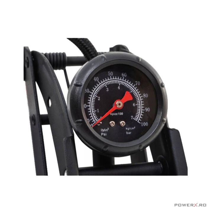 Pompa de picior cu piston si manometru pentru umflat, presiune 7 bari,