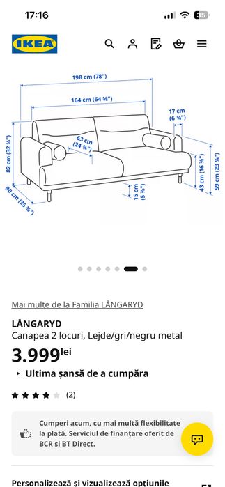 Canapea 2 locuri, LÅNGARYD