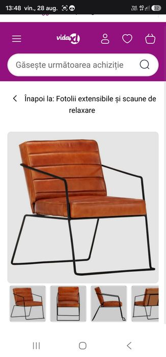 Fotoliu, cafeniu, piele naturală