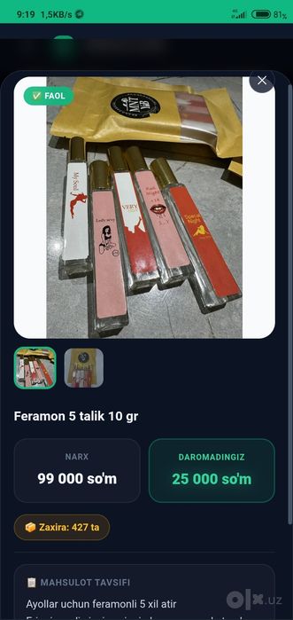 Feramon lip gloss 5 talik toplam