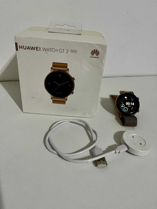 Smartwatch Huawei Watch GT 2, 42mm, Refined Gold, curea metalica