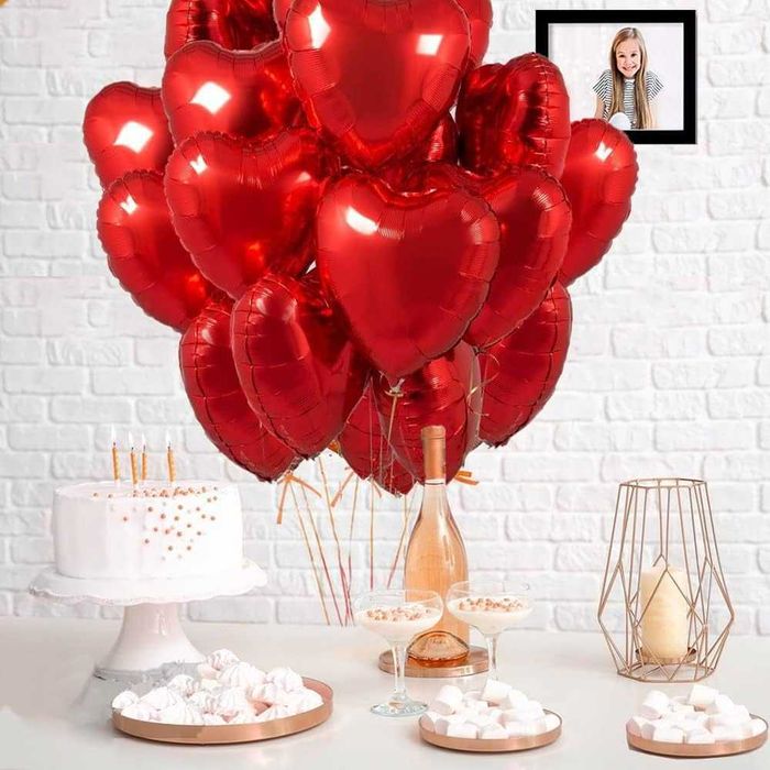 Baloane decorative folie, inimioara, 45cm, pachet de 25, rosu sau roz