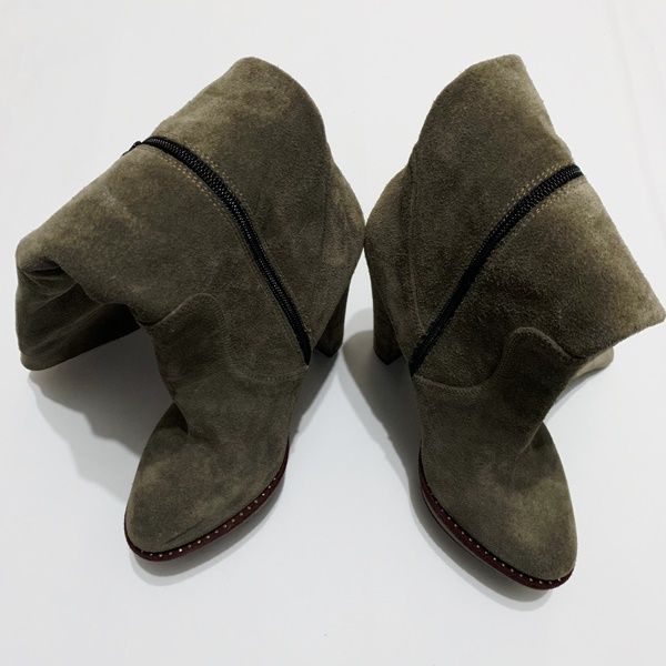 Cizme dama, MUSETTE, piele intoarsa gri, marime 38