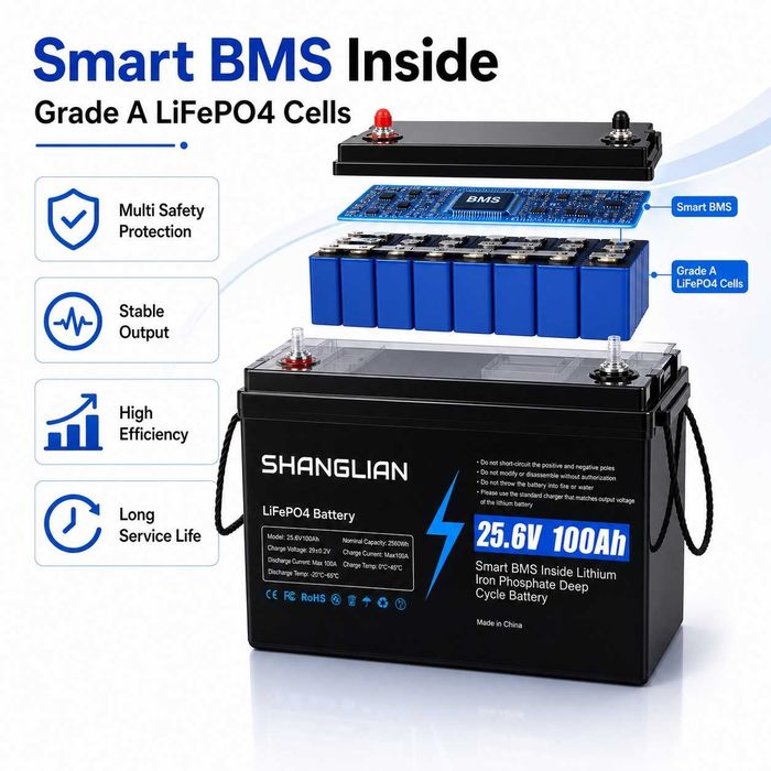 Акумулатор LIFEPO4 24V 100Ah - нов с 1година гаранция