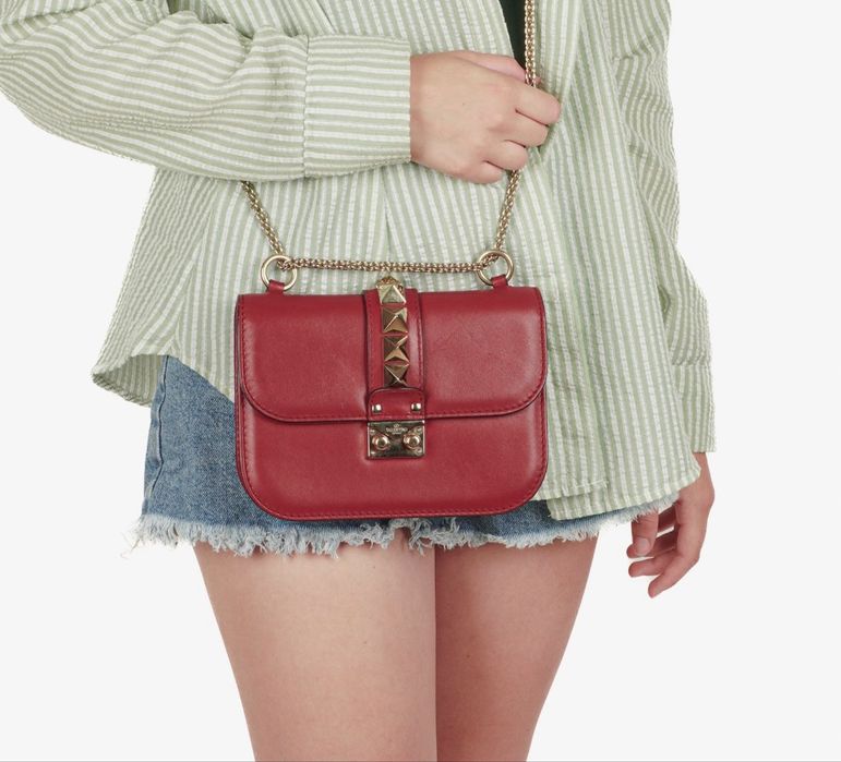 Valentino Glam Lock leather crossbody bag