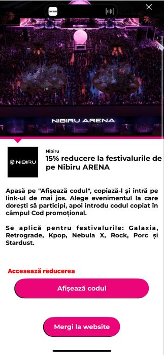Nibiru Cod reducere orice eveniment nibiru 15%