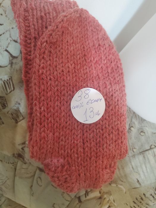 Ръчно плетени дамски вълнени чорапи размер 38