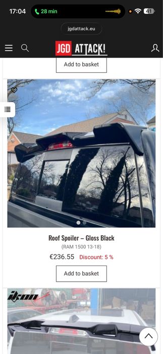 Roof Spoiler - Gloss Black Ram 1500