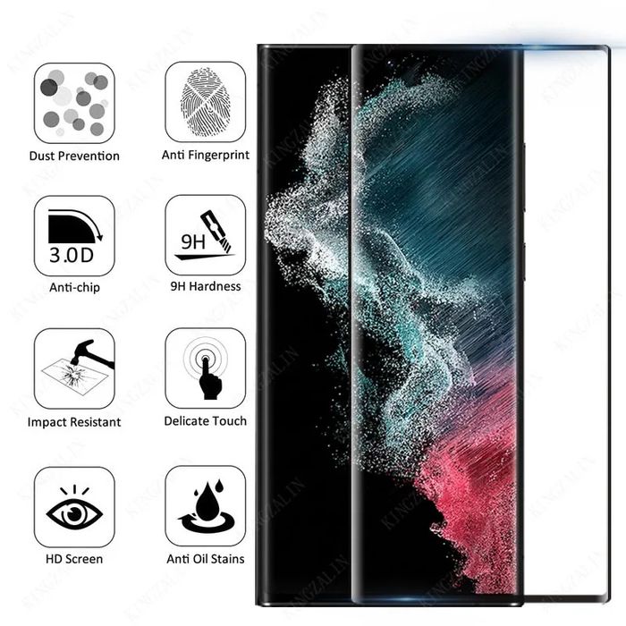 Samsung Galaxy S23 Ultra / 3D ЦЯЛО ЛЕПИЛО Стъклен протектор