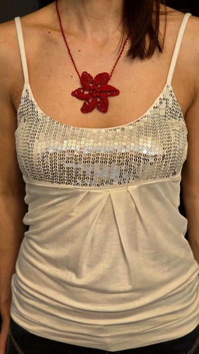 Top Elegant Dama cu Paiete Argintii – Stare Excelentă – Mărime S