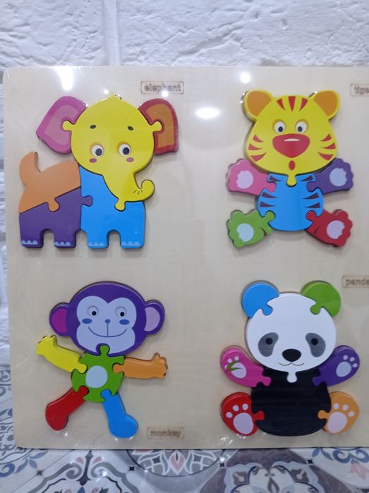 Деревянные пазлы 4 в 1