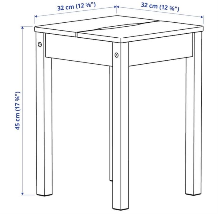 Taburet/scaun lemn Ikea, Hauga, gri, NOU, 32x32xh45