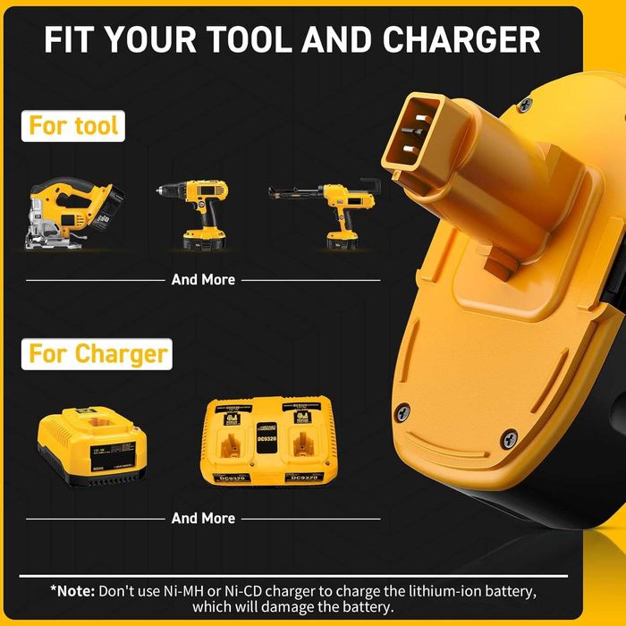 2 броя Ni-MH батерии 4000mAh, Dewalt 18V DC9096 DE9098 DE9503 DW9096