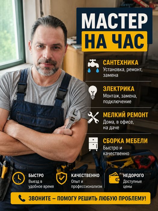 Мастер на час мелкий ремонт по дому.