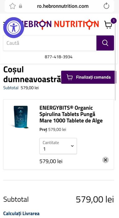 EnergyBits Spirulina 1.000 tablete, produse premium din SUA