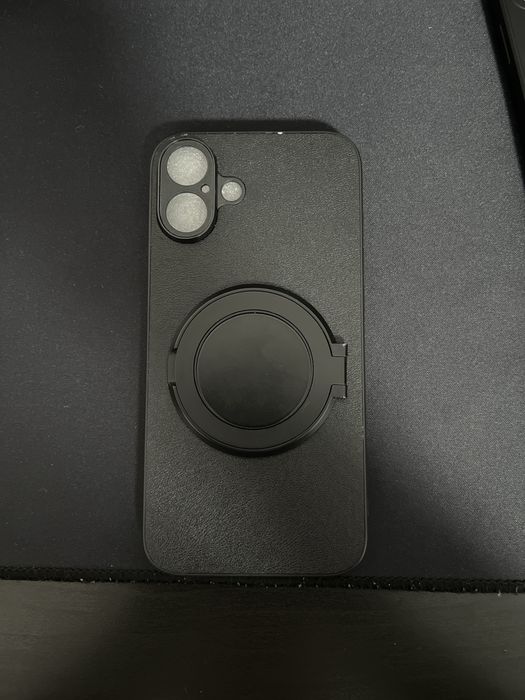 Husă telefon iPhone 16 Plus Negru cu magnet rotunjeste