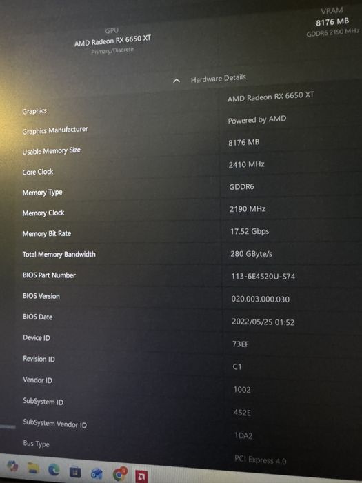 RX 6650 XT  8gb Sapphire