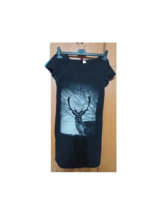 Tunica/Rochie scurta neagra imprimeu Divided H&M UK, M