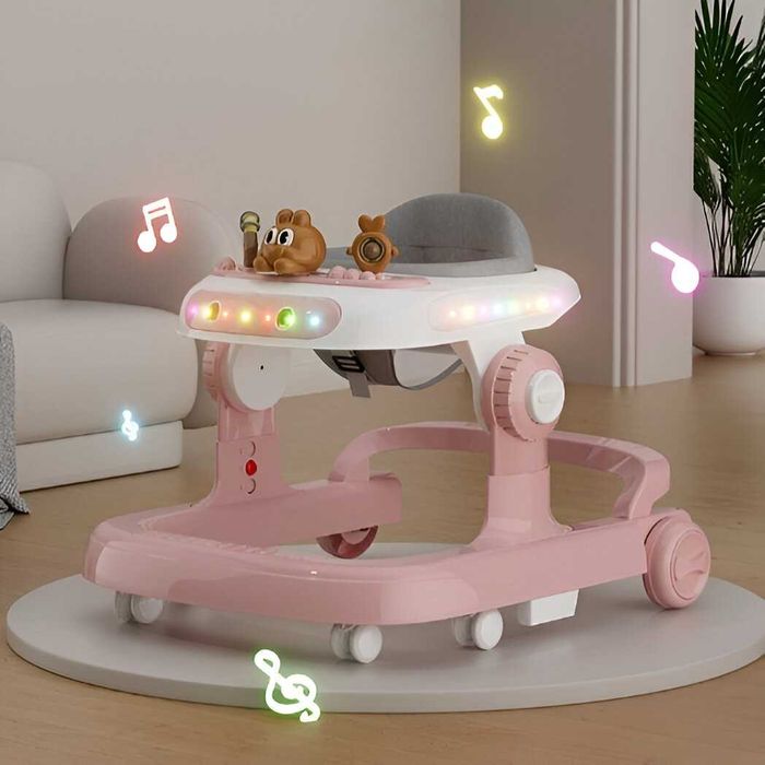 Premergator Nou,Multifunctional cu Roti Model Iepuras, Roz